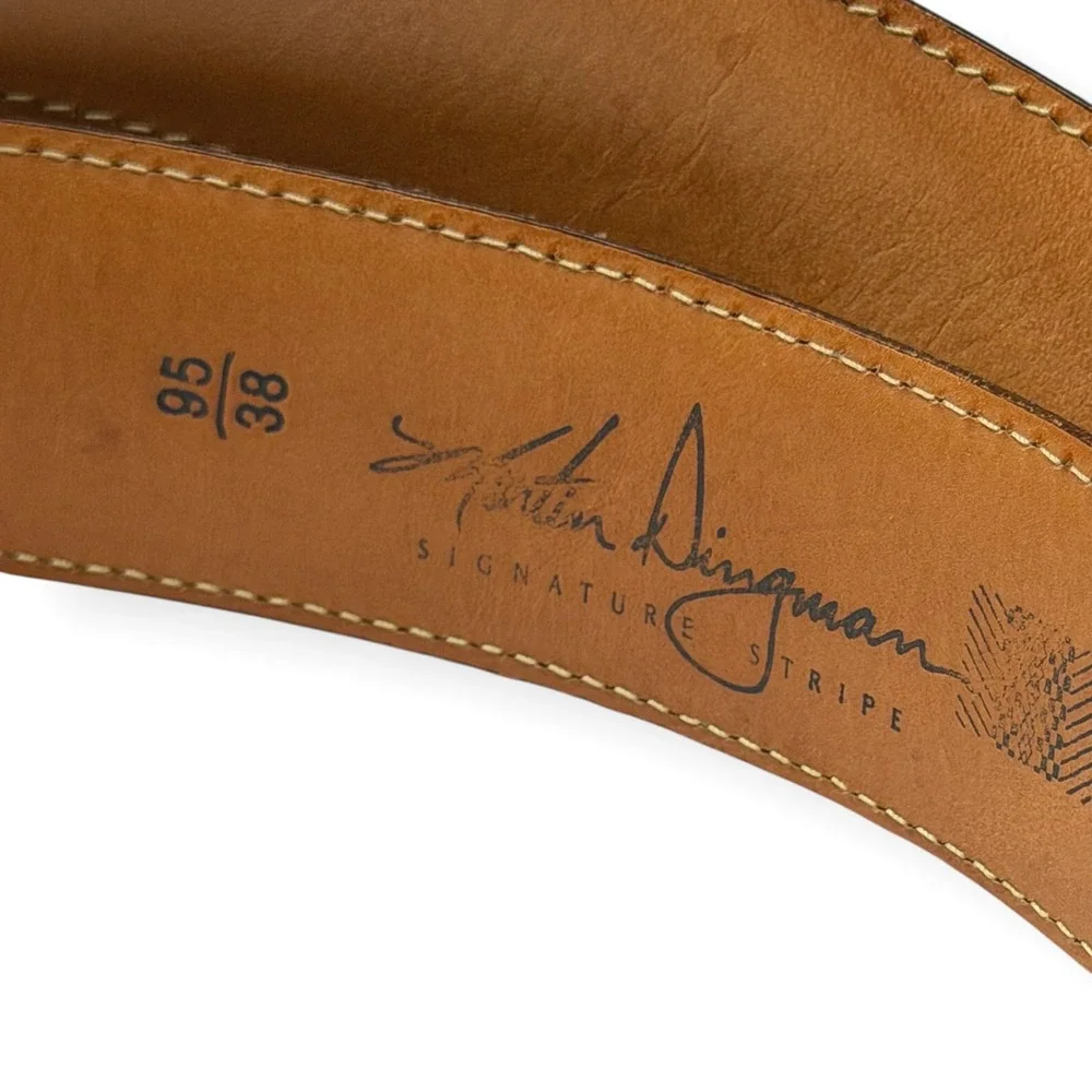 Martin Dingman Belt Nubuck Leather Cream Suede Mens Sz 38 Sand USA Made $128
